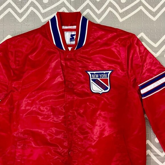 Vintage retro starter New york Ny rangers varsity letterman bomber hockey jacket - Picture 7 of 10
